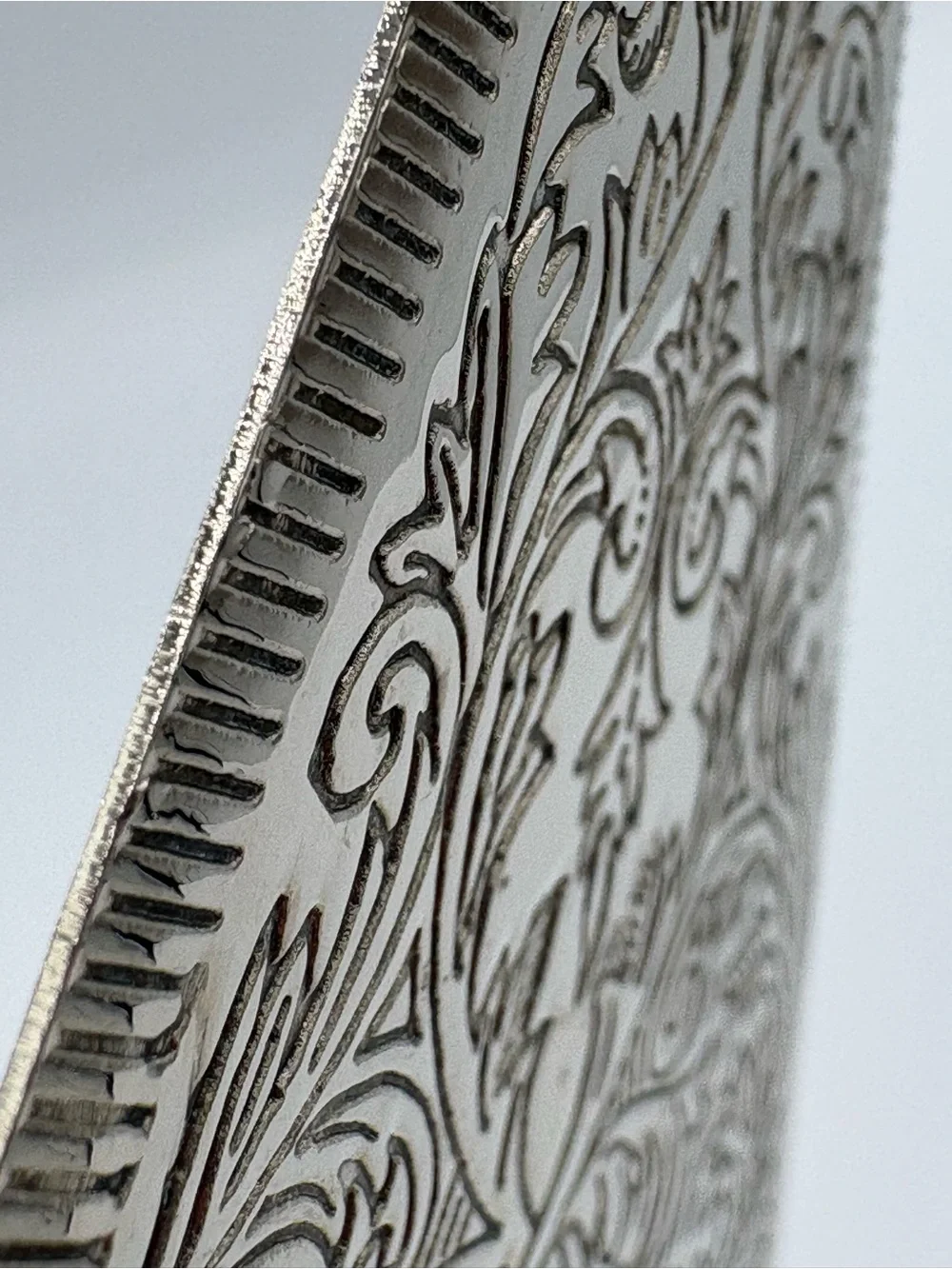 Vintage 12” Ornate Silver Tone Cake Pie Server Engraved Floral Shell